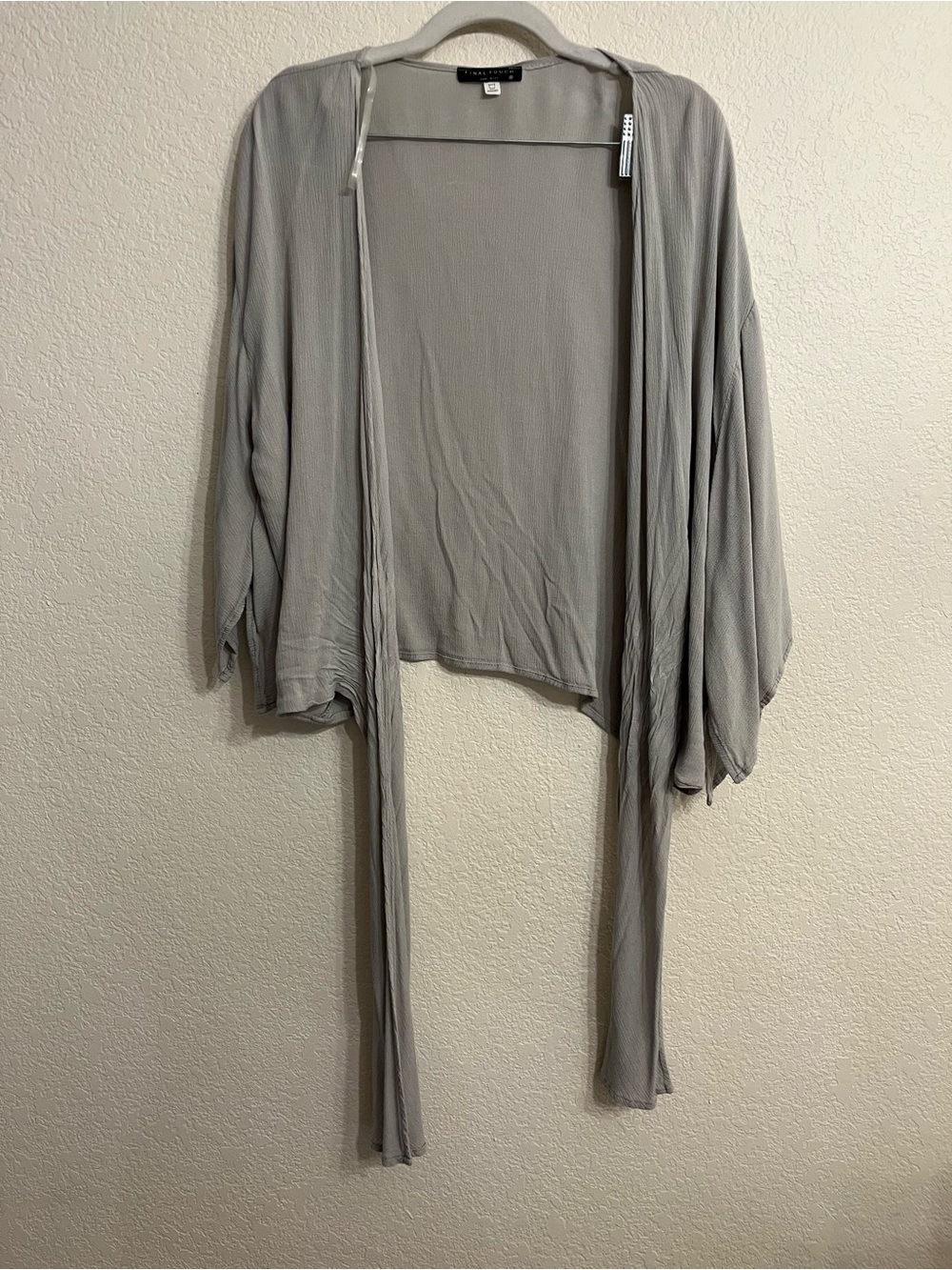 Final Touch Light Gray/ green wrap top